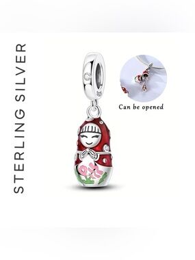 🌟 S925 Sterling Silver Openable Matryoshka Charm